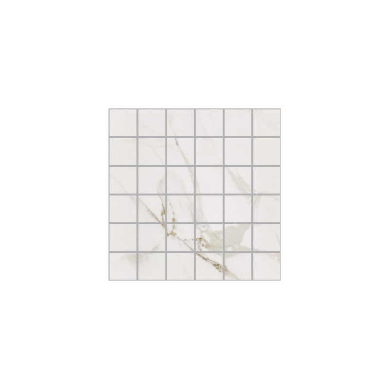 (115p) Statuario polished porcelain large square mosaic
