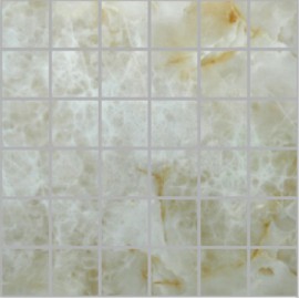 Onyx Beige Polished Porcelain Large Square Mosaic Sheet - 30x30cm