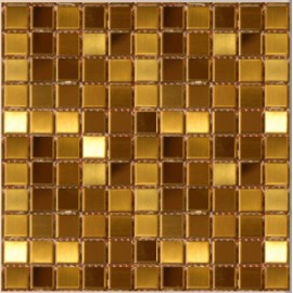 Polished Gold Stainless Steel Small Square Mosaics 30x30cm