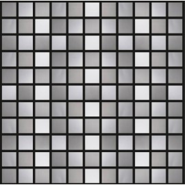 Blended Polished/Brushed Silver Stainless Steel Small Square Mosaics 30x30cm