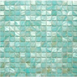 Aqua Blue Small Square Shell Mosaic