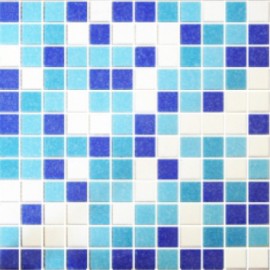 Mixed Blue and White Glass Mosaic - 32.3x32.3cm