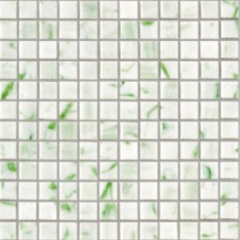 White/Green Marble Effect Glass Mosaic 32x32cm