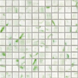 White/Green Marble Effect Glass Mosaic 32x32cm White With Green Veins Glass Mosaic
