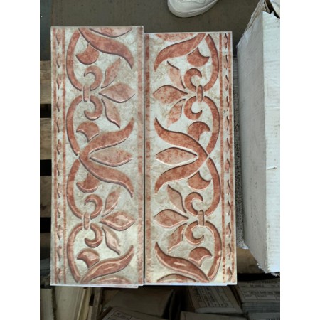 Red Flower Patterned Border Tile 315x110mm