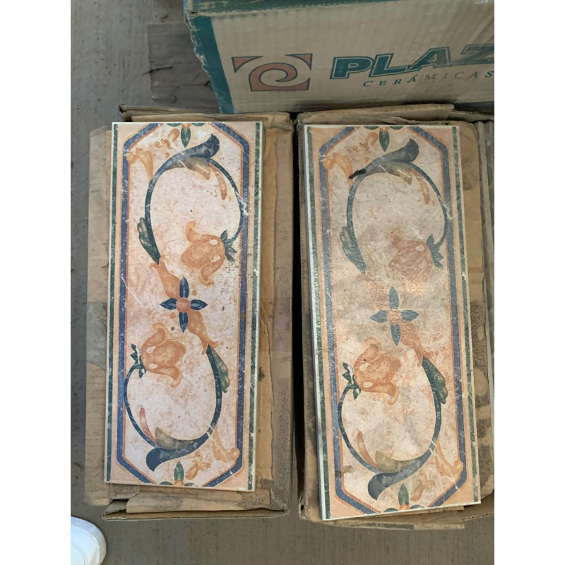 Orange Flower Border Tile 140x330mm