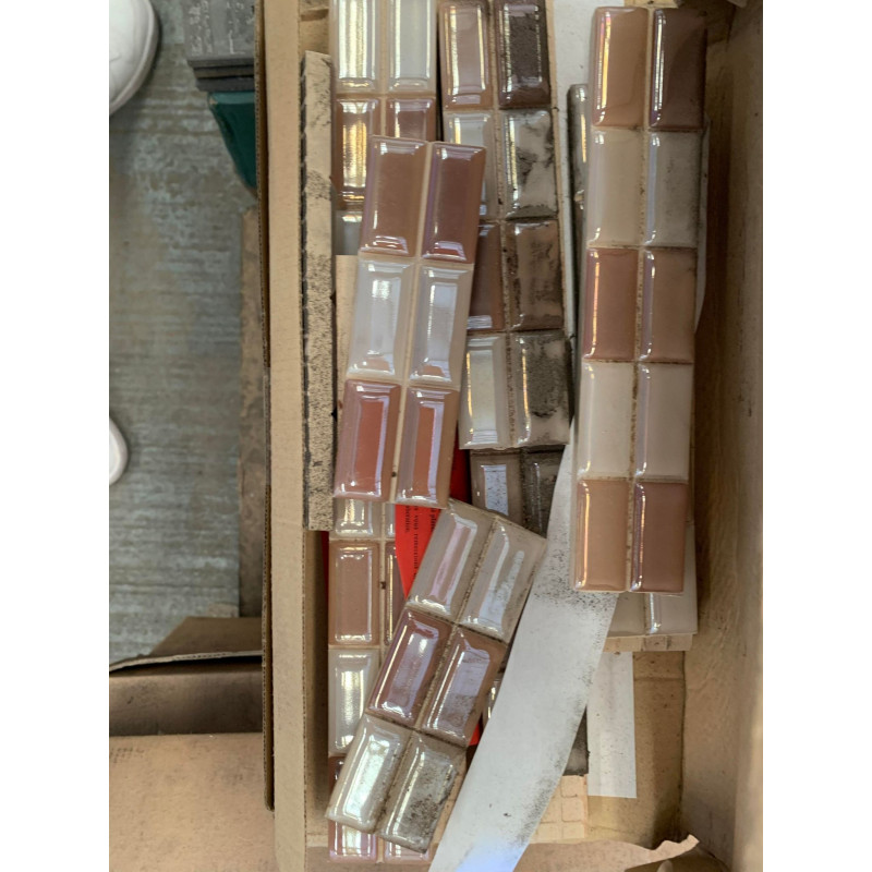 Brown White Mosaic Border Tile