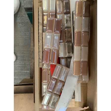 Brown White Mosaic Border Tile
