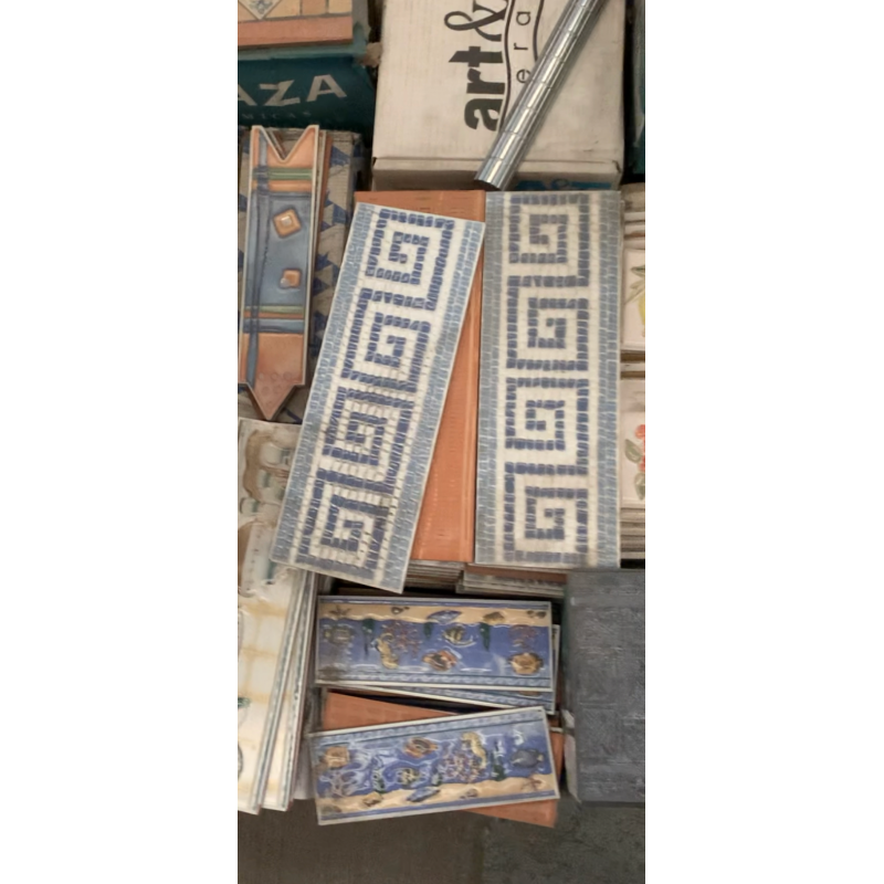 Blue Mosaic S Shape Design Border Tile 120x330mm