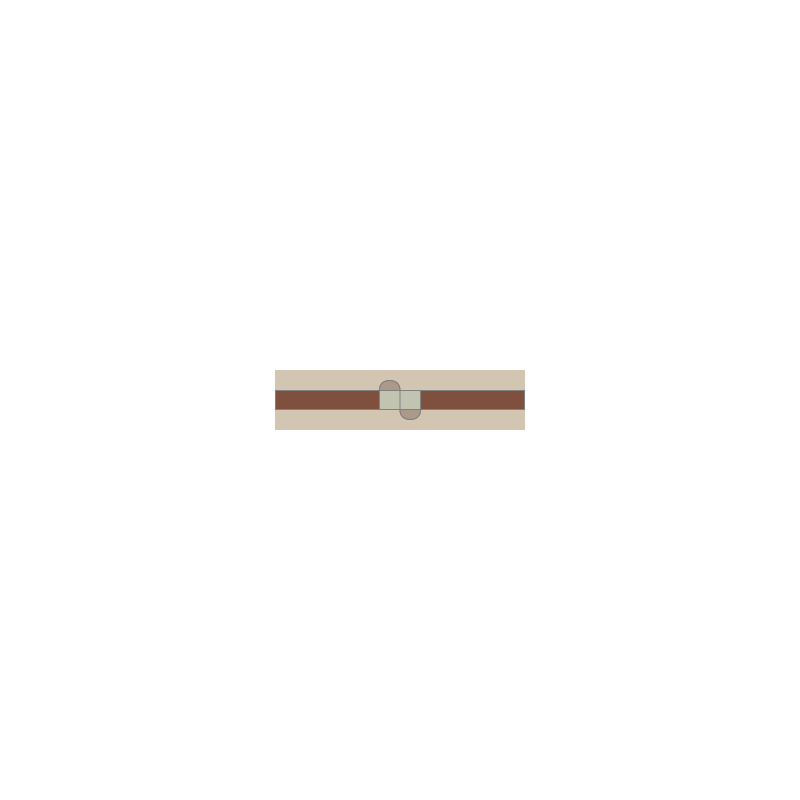 Cream/Red Stripe Border With Glass Panel 60x250mm