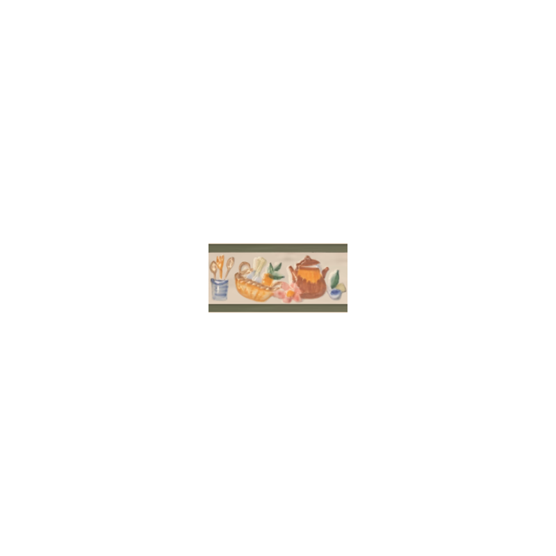 Fruit Decor Border Tile Green Edge 200x100mm
