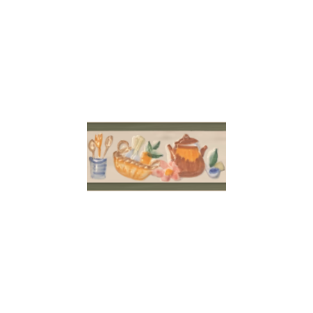 Fruit Decor Border Tile Green Edge 200x100mm