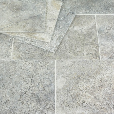 Silver Tumbled Travertine 406x610x12 MM