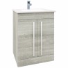 Purity Floor Standing 2 Door Unit & Ceramic Basin (600mm) - Grey Ash