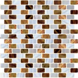 (OHSH-03R) Cream & Brown Mixed Shell Mosaic Rectangular 