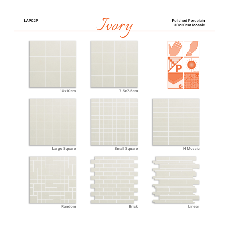 Ivory Polished Porcelain 30x30
