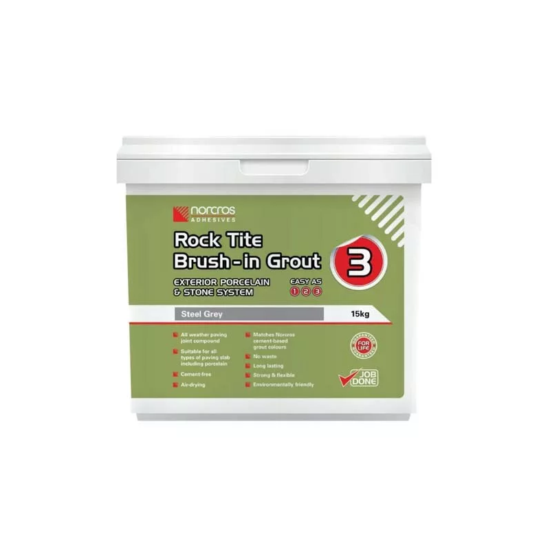 Norcros Rock-Tite Brush-In Grout - Steel Grey 15kg