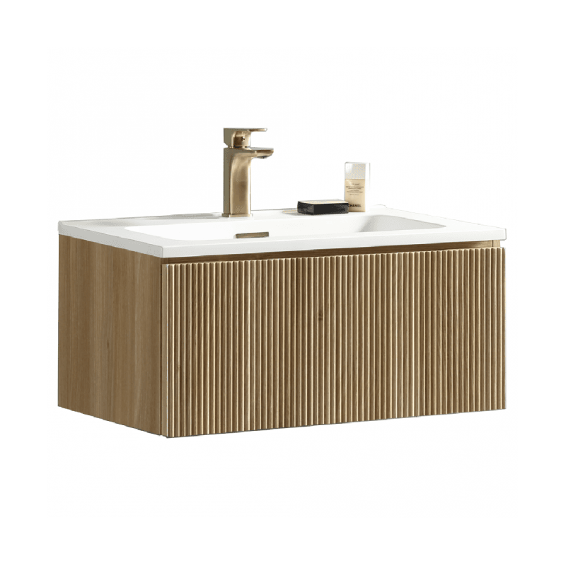 Flauto Country Oak 800mm Wall Hung Vanity & Matte Basin
