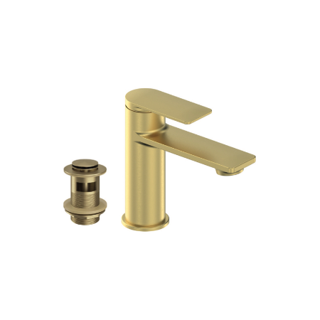 Risca Brushed Brass Mono Mixer Tap + Waste