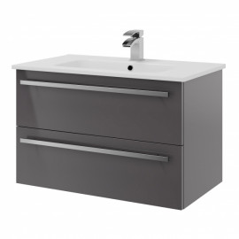 2 Drawer Wall hung Vanity Unit with Ceramic basin Storm Grey Gloss 800mm 2 Drawer Wall hung Vanity Unit with Ceramic basin Storm Grey Gloss 800mm