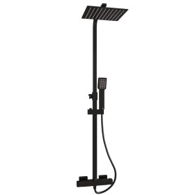 Modern Adjustable Height (850-1200mm) Square Thermostatic Shower Pole - Matt Black Modern Adjustable Height (850-1200mm) Square Thermostatic Shower Pole - Matt Black