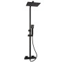 Modern Adjustable Height (850-1200mm) Square Thermostatic Shower Pole - Matt Black