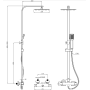 Modern Adjustable Height (850-1200mm) Square Thermostatic Shower Pole - Matt Black