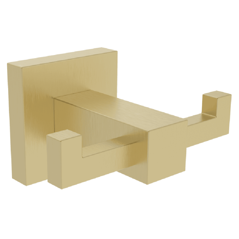 Sydney Brushed Brass Square Double Robe Hook Contemporary Bathroom Accessory