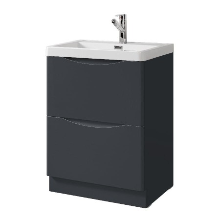 Naples Smile Floor Standing 600mm Vanity Unit and Basin - Shadow Grey