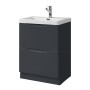 Naples Smile Floor Standing 600mm Vanity Unit and Basin - Shadow Grey