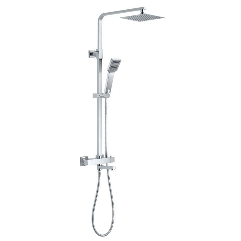 Chrome Square Thermostatic Overhead Shower & Handset with Bath Filler