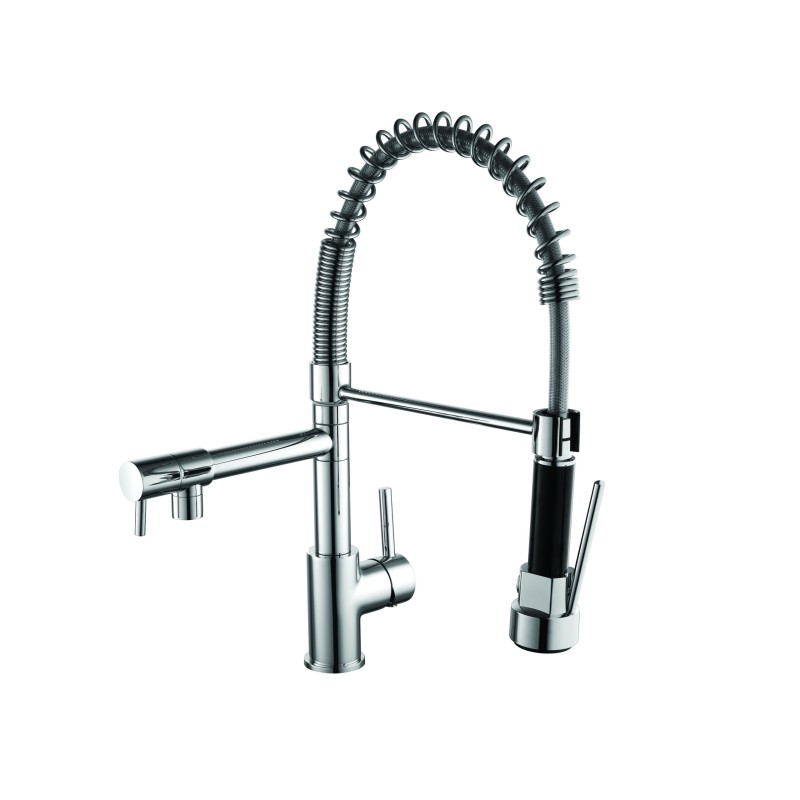 K-Vit Dual Spout Kitchen Mixer Tap with Pull Out Spray – Chrome