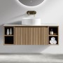 Flauto 1000mm Country Oak Wall Hung 2 Side Storage Vanity Unit