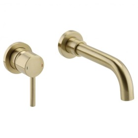 Ottone Wall Mounted Basin Mixer Brushed Brass