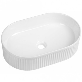 Flauto 490x315 Fluted Gloss White Oval Countertop Basin Flauto 490x315 Fluted Gloss White Oval Countertop Basin