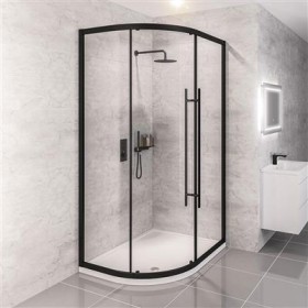 Vantage 2000 6mm Easy Clean 1200x900mm Offset Quadrant Shower Enclosure - Matt Black Vantage 2000 6mm Easy Clean 1200x900mm Offset Quadrant Shower Enclosure - Matt Black