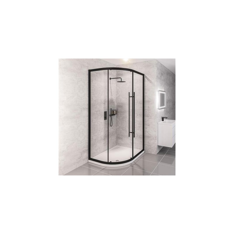 Vantage 2000 6mm Easy Clean 1200x900mm Offset Quadrant Shower Enclosure - Matt Black