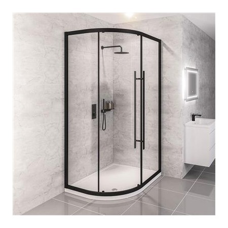 Vantage 2000 6mm Easy Clean 1200x900mm Offset Quadrant Shower Enclosure - Matt Black