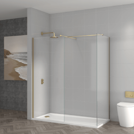 TI8 Brushed Brass Wetroom Panel 700x1950x8mm