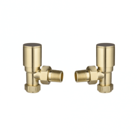 Brushed Brass Round Angled Radiator Valves Brushed Brass Round Angled Radiator Valves