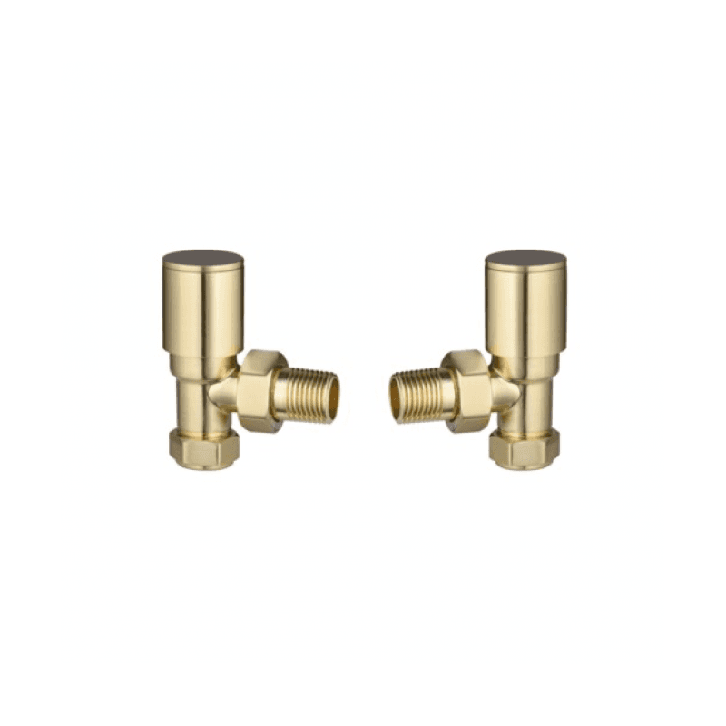 Brushed Brass Round Angled Radiator Valves