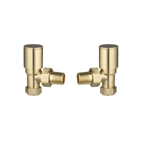 Brushed Brass Round Angled Radiator Valves
