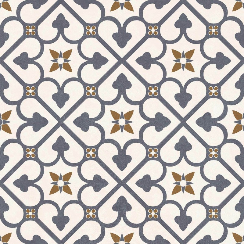 BRIGHTON BLUE PATTERNED PORCELAIN TILE 45X45cm