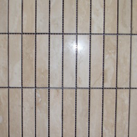Light honed/filled & polished travertine mosaic