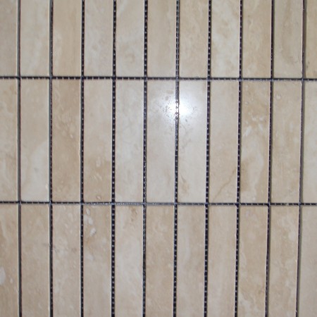 Light honed/filled & polished travertine mosaic
