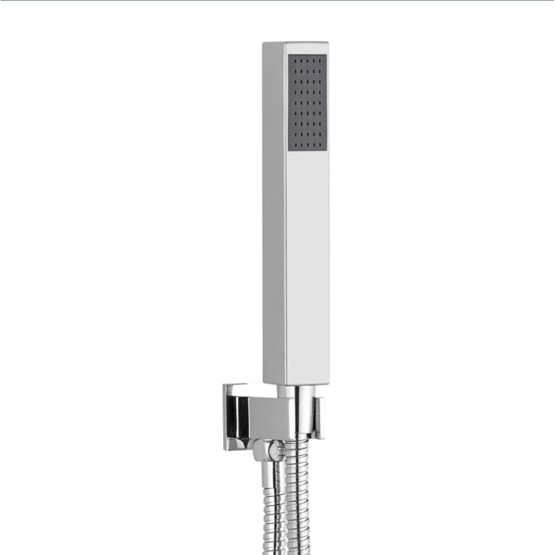 Vellamo Chrome Square Shower Outlet Elbow with Bracket, Hose & Handset