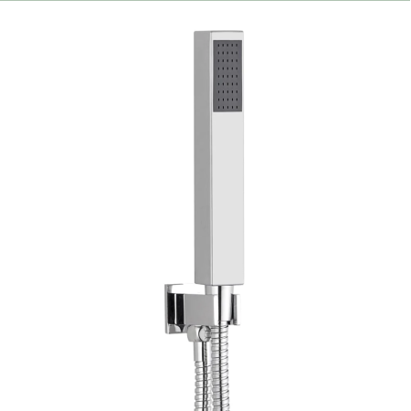 Vellamo Chrome Square Shower Outlet Elbow with Bracket, Hose & Handset
