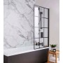 Krittal Bath Screen – Black Grid Hinged 1400x780mm