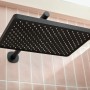 Cameo Fixed Rectangular Shower Head with Wall Arm – Matt Black