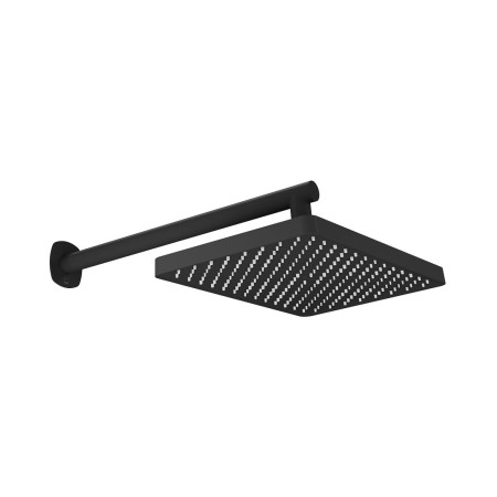 Cameo Fixed Rectangular Shower Head with Wall Arm – Matt Black